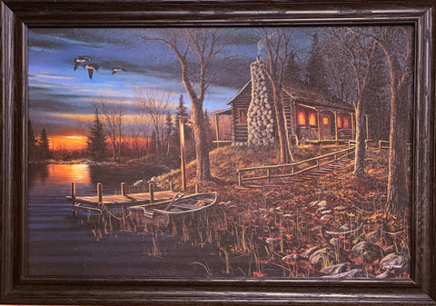 Jim Hansel Complete Serenity Cabin Lake Art Print- Framed - (Wood) 33 x 23