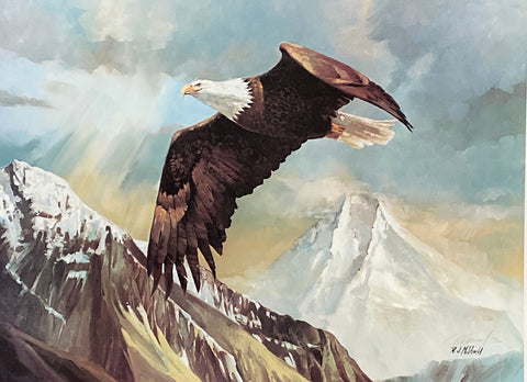 R.J. McDonald  His World Eagle Art Print S/N with Cert 28 x 21