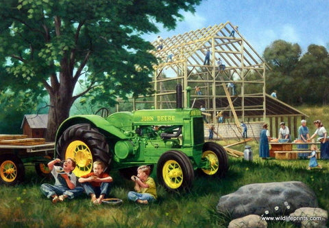 Charles Freitag The Barn Raising - 24"x 16" Open Edition