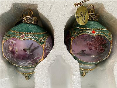 Lena Liu 2 sets Hummingbird Ornaments Bradford Editions with cert MIB
