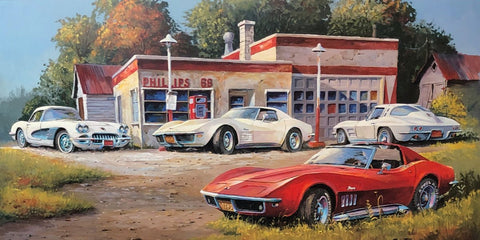 Dale Klee Classical Glass Corvette S/N Art Print 26 x 13