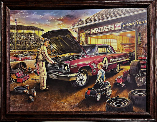 Dan Hatala Behind the wall Racing Car Art Print Frame (Wood) 27 x 21-FREE SHIPPING