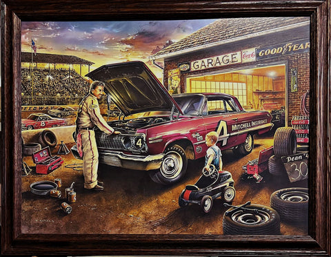 Dan Hatala Behind the wall Racing Car Art Print Frame (Wood) 27 x 21-FREE SHIPPING
