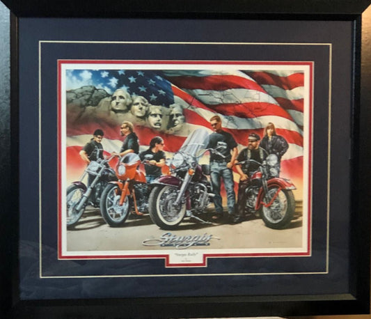 Dan Hatala Sturgis Rally motorcycle art Framed 25.5 x 21.5
