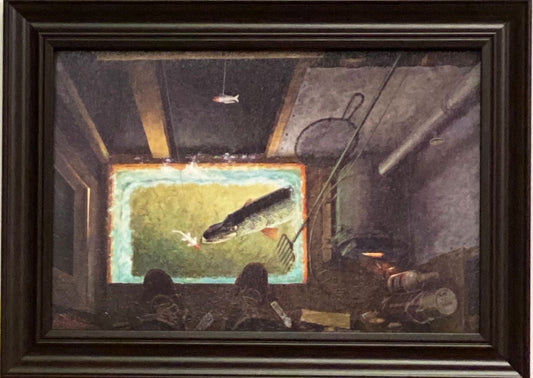 Darkhouse Spearing Print By Les Kouba Framed Art Print 14 x 10