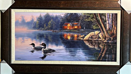Darrell Bush Echo Bay S/N Cabin Loon Art Print-Framed 39 x 23 - Yes