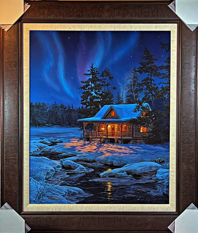 Darrell Bush Evening Performance Cabin Northern Lights S/N Art Print