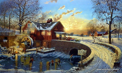 Dave Barnhouse The Skating Party - 26" x 17.5" Signed Edition
