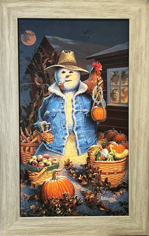 David Rottinghaus Autumn Gathering S/N Snowman Pumpkin Art Print-Framed 15 x 23.5