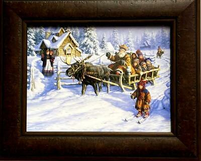 Robert Duncan The Way Up North Children Sleigh Art Print Framed 21.5 x 17.5 19020FT