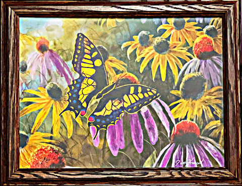 Jim Hansel Garden Visitor Swallowtail Butterfly Art Print-Framed Studio Canvas 19 x 15