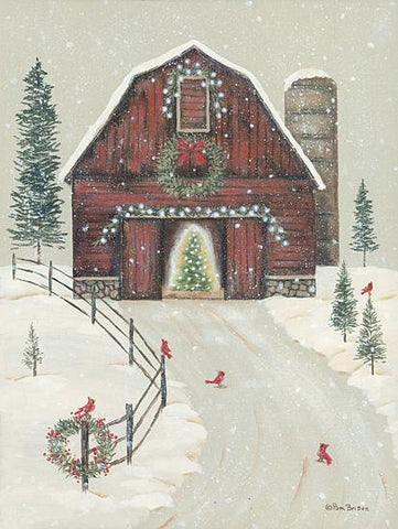 Pam Britton Holiday Barn Christmas Art Print 12 x 16