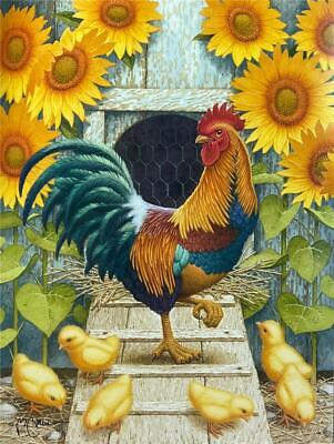 Richard Cowdrey Open Edition Farm Prints Sunflowers and Chicks (12x16)