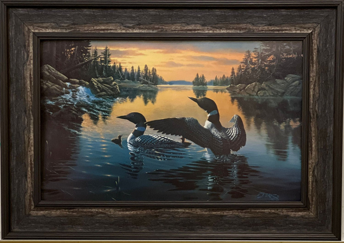 Derk Hansen Dawns Early Flight Loon Lake Art Print-Framed 27 x 19