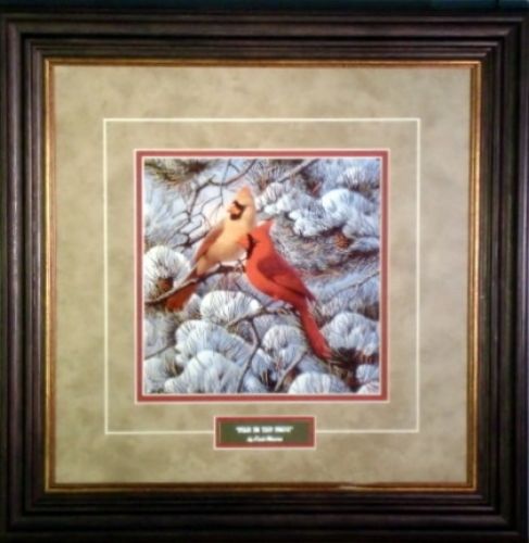 Derk Hansen Fire in the Snow Cardinal Art Print-Framed