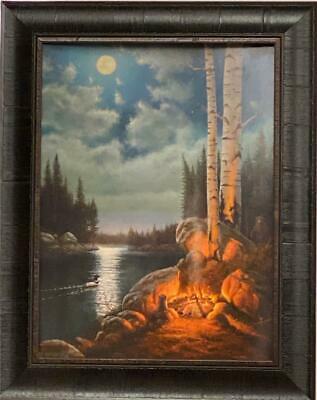 Derk Hansen Moon Shadows Camping Loon Art Print-Framed 15 x 19