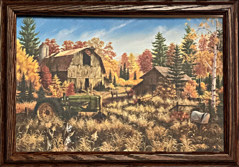Mark Daehlin Deer Valley Farm Tractor Old Barn Art Print-framed 20.5 x 14.5