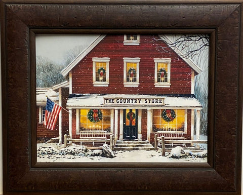 John Rossini The Country Store Christmas Art Print-Framed 21.5 x 17.5