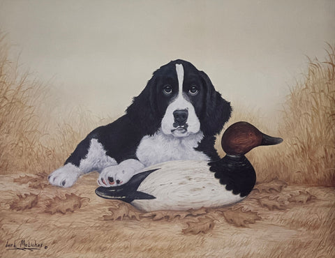 Carl Melichar Springer Puppy with Mason Decoy S/N Art Print 15 x 11.25