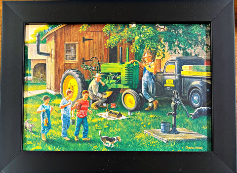Charles Freitag Old Time Service Tractor Farm Art Print-Framed 12 x 9