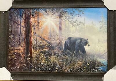Jim Hansel Shadow in the mist Black Bear Art Print-Framed-Signed and Numbered 33.5 x 23.5