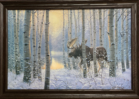 Derk Hansen On the Move Moose Art Print-Framed (Wood Frame) 33 x 23