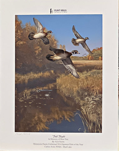 Scot Storom Fall Flight  2014 MN DU Sponsor Print (7x9)