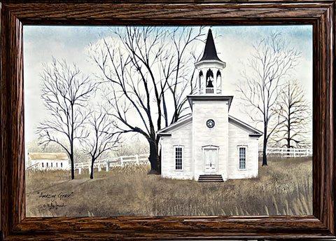 Billy Jacobs Amazing Grace Country Church Art Print Framed 20.5 x 14.5
