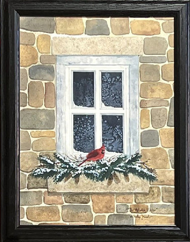 Billy Jacobs The Winter Visitor Cardinal Art Print-Framed 14.5 x 18.5