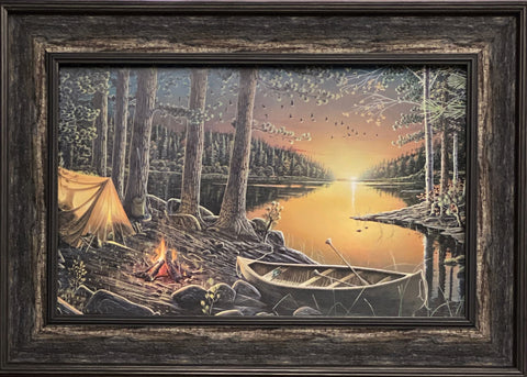 Erol Molnar Evening by the Lake Camping Art Print-Framed 27 x 19