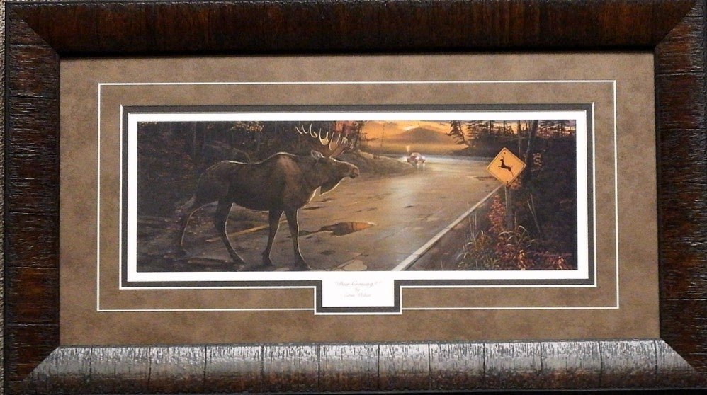 Ervin Molnar Moose Print Deer Crossing-Framed