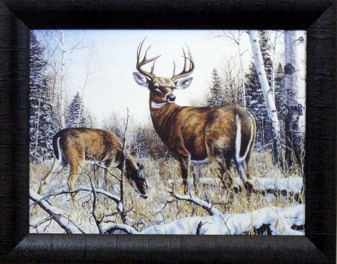 Jim Hansel ''Standing Guard'' Deer Buck Studio Canvas Framed Print- 19'' x 15''