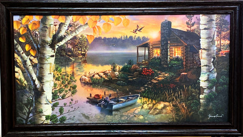 James Rownd Cabin Art Autumn Splendor S/N Art Print-Framed (Wood) 37 x 21
