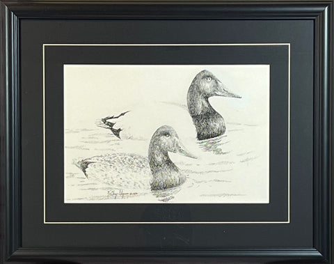 Kathy Flynn Duck Pencil Sketch Framed 20 X 16