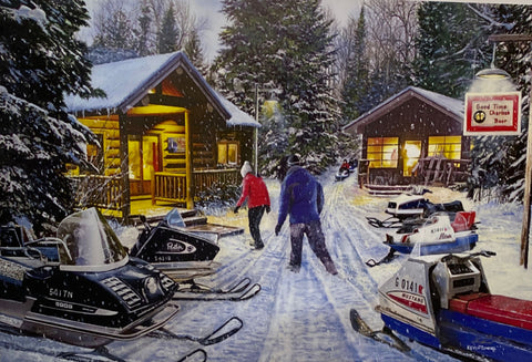 Kevin Daniel Snowmobile Art Print Full House S/N (29x19)