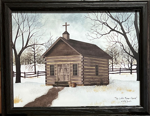Billy Jacobs The little Brown Church Country Art Print-Framed 18.5 x 14.5