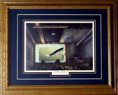 Darkhouse Spearing By Les Kouba Framed Ice Spearing Print  21 x 17