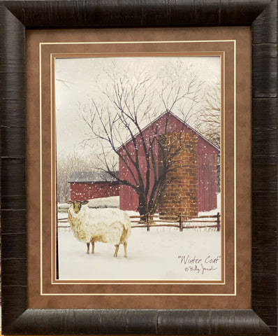 Billy Jacobs Winter Coat Farm Sheep Art Print Framed 19 x 23