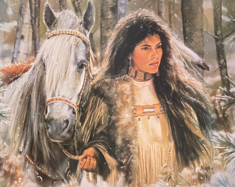 Maija, Moon Shadow Horse and Native American Maiden  Poster Art Print(24.25x19.75)