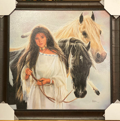 Maija, The Dowry Horse Native American Art Print-Framed 26 x 26