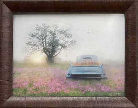 Lori Deiter Summer Wildflowers Farm Old truck Art Print-Framed 19 x 15