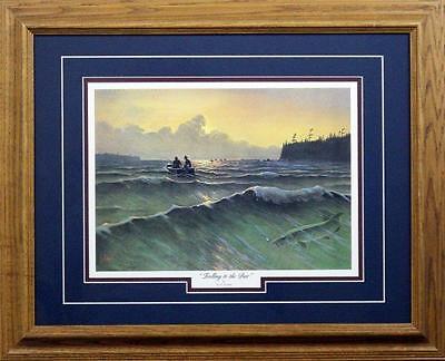 Trolling to the Bar Fishing Print By Les Kouba Framed 21" x17"