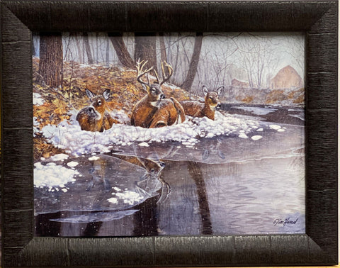 Jim Hansel Creekside Deer Buck Art Print-Framed