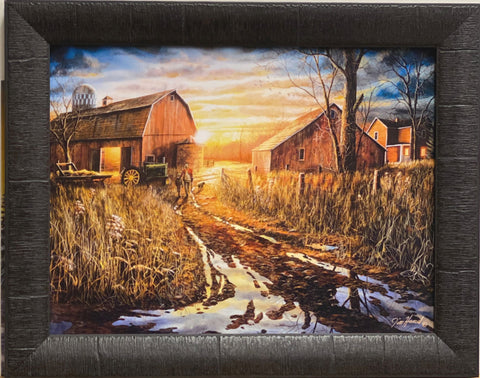 Jim Hansel Days Not Forgotten Farm Barn Art Print-Framed 19 x15