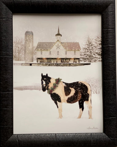 Lori Deiter Ready for Christmas Horse Farm Art Print-Framed