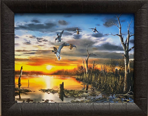 Jim Hansel Day's End Duck Waterfowl Art Print-Framed 19 x 15