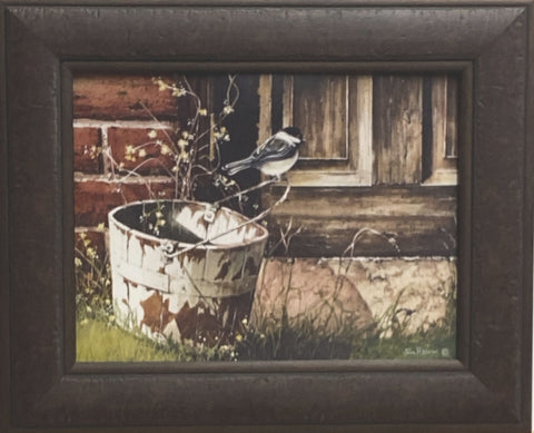 John Rossinni Chickadees at the Door Art Print-Framed 21.5 x 17.5