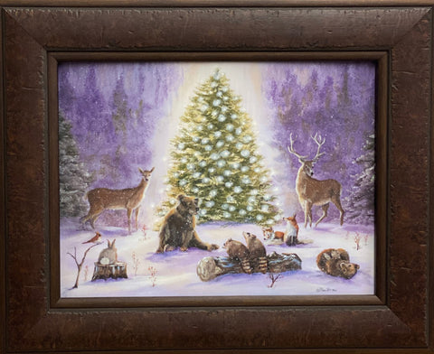 Pam Britton Woodland Gathering Christmas Animal Art Print-Framed 21.5 x 21.5