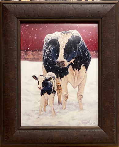 Bonnie Mohr First Christmas Cow and Calf Art Print-21.5 x 17.5