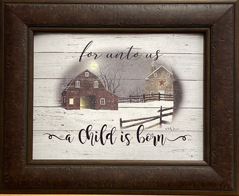 Billy Jacobs For Unto US a Child is Born Farm Barn Art Print-Framed